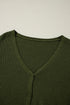 Lightweight Ribbed Knit Button Front V Neck Cardigan